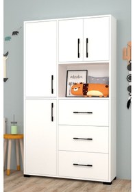 Resim Berlin Çekmeceli ve Kapaklı Bebek Odası Dolabı Beyaz 