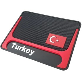 Resim Midkan Kaydırmaz Silikonlu Ped Araç Göğüs Torpido Ev Ofis Çok Amaçlı Turkey Bayrak Desenli 17,5 cm x 13 cm 