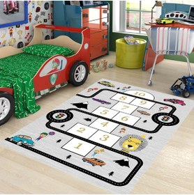 Resim linazaitun Araba Yollu Trafik Yolu Eğitici Seksek Oyun Halısı Dijital Baskılı Kaymaz Taban Çocuk Odası Halısı 