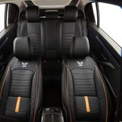 Resim 5 adet Tam Koltuk Solunabilir Suni Deri Araba Koltuk Kılıfı 5 Kişilik için - Uygun, Ergonomik Tasarım Sabit Bel Desteği ile, Siyah Kırmızı Dikiş ve Fileli Solunum ile, SUV'lar, Sedanlar ve Arabalar için Dayanıklı ve Rahat, Araba Koltuk Koruma 