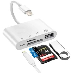 Resim Daytona NK108L Apple iPhone Lightning To Tf Sd USB Dosya Aktarım Kart Okuyucu Çevirici Adaptör 