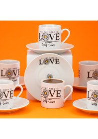 Resim Porsima 05 Porselen 12 Parça Türk Kahve Fincan Takımı 90ml 