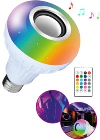 Resim Bluetooth Hoparlörlü Kumandalı Rgb Akıllı Led Ampul Bluetooth Hoparlör Renkli Kumandalı Ampul 