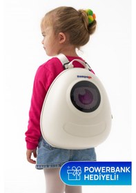 Resim Zampago Led Big Eyes Akıllı Çocuk Sırt Çantası Sert Kasa, Usb Şarj Girişli Beyaz 