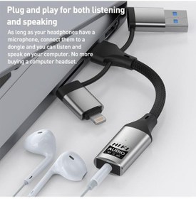Resim Lightning Type-c Usb Girişli 3.5mm Hi-fi Ses Dönüştürücü Adaptör Dac Çipli Harici Ses Kartı Kulaklık Mikrofon Destekli Canlı Yayın Vlog Pc Telefon Zr1206 Acı Kahverengi 