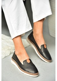 Resim Fox Shoes P555500103 Siyah Hakiki Deri Kadın Ayakkabı 001 