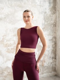 Resim Lismina Sırtı Açık Askılı Spor Büstiyer Sporcu Sütyeni Mürdüm 