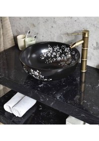 Resim Lena - Tezgah Üstü Porselen Lavabo - E-6007- Siyah 