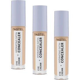 Resim Assess Store Pastel Eye Cream + Hydrating Satin Concealer - Göz Kremi + Göz Altı Kapatıcısı, 64 Medium Light, 4,3 ml (3 Paketi) 