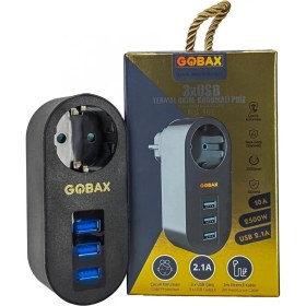 Resim Gobax Termal Akım Korumalı Akıllı Priz 3xusb Li, Çocuk Korumalı, LED Işıklı, Yüksek Isıya Dayanıklı (4887) 