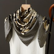 Resim 1 adet 89,99 * 89,99 cm kare eşarp, klasik stil, mevsimlik popüler ince eşarp, lüks yeni nokta desenli, klima odası başörtüsü, şık taklit eşarp 