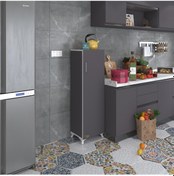 Resim Kenzlife mutfak dolabı mine 128*030*032 gri kapaklı ayaklı banyo evrak ofis kitaplık ayakkabılık kiler 