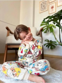 Resim Erkek Çocuk Pamuklu Pijama Takımı Bej 