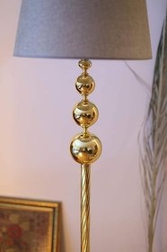 Resim vinner Odeon Gold Kaplama Küre Detaylı Metal Çubuk Lambader - Gold Şeritli Beyaz VNRODNGLDLMB064 