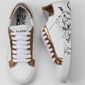 Resim Bueno Shoes Beyaz Bronz Parlak Deri Kadın Spor Ayakkabı 01ws3211 