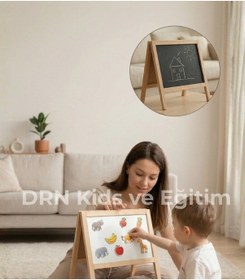 Resim Drnkidsveeğitim Drn Kids Ve Eğitim Çift Taraflı Manyetik Özellikli Küçük Boy Masa Üstü Yazı Tahtası Ahşap 