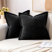 Resim 1 Adet Dolgusuz Kadife Koltuk Yastık Kılıfı - Modern Çizgili, Fermuarlı ve Makinede Yıkanabilir, 14x14 & 60.96x60.96 cm, Oturma Odası, Yatak Odası, Dış Mekan Dekoru (Karışık Renkler), Kanepe Süs Yastığı 