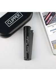 Resim İsme Özel Siyah Clipper Metal Çakmak 