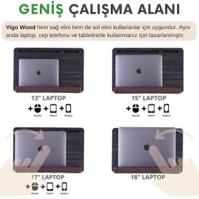 Resim Delixa Vigo Wood - LS021 Minderli 15,6" ve 17,3" Laptop Sehpası 