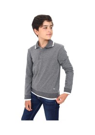 Resim Toontoy Kids Toontoy Erkek Çocuk Regular Fit Polo Yaka Baskılı Sweatshirt - 2 İplik Antrasit 