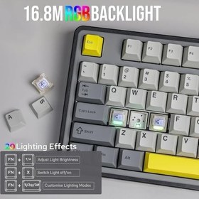 Resim Coverzone Ajazz AK980 Ekranlı Mekanik Klavye RGB, Tam Boy Hot-Swap 3 Modlu 8000 Mah Batarya Oyun Klavyesi, Bluetooth /2.4g Kablosuz/Type-C Kablolu Siyah/Gift Switch 