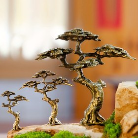Resim Çekici Mini Çam Ağacı Figürü - Bakır Alaşımı, Bonsai & Ev Dekoru İçin Mükemmel, İç/Dış Mekan Kullanımı İçin Çok Yönlü 