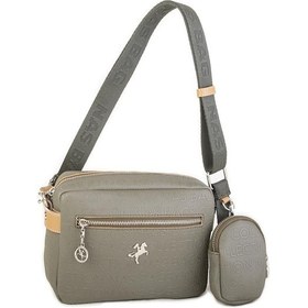 Resim Nas Bag Kadın Çapraz Çanta Mini Cüzdanlı Ayarlanabilir Askılı Yeşil Camel Gofraj Yeşil 