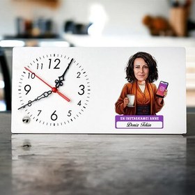 Resim Instagramcı Anne Karikatürlü Masa Saati 