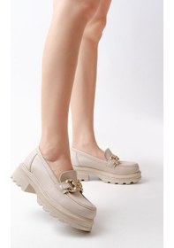 Resim 745-773 Bej Günlük Yüksek Tabanlı Loafer Ayakkabı Bej - Siyah 