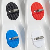 Resim 4 adet evrensel araba kapı kilidi koruyucu plakası, karbon fiber dış kapısı koruyucusu, titreşim önleyici ve gürültü azaltıcı kauçuk ped çıkartması, pratik ve kullanışlı araba kapı kilidi minderi 