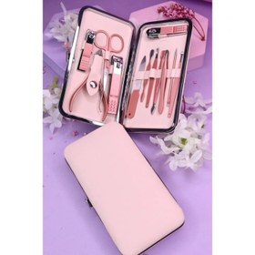 Resim Profesyonel Çantalı Tırnak Bakım Manikür Seti Pembe Renk 12 Parça 