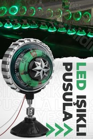 Resim ASTRA LED Araba Içi Torpido Üstü Vantuzlu Elektrikli Yeşil Işıklı Pusula Göstergesi 