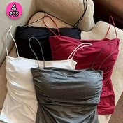Resim 4 adet Kadın Seksi Dantel Kolsuz Üstler - Kolsuz, Esnek Naylon Karışımı, Ruched Tasarım, Yaz Katlama ve Kalın Astar için Mükemmel, Siyah, Beyaz, Gri, Kırmızı, Dantel Kenar 