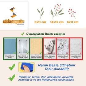 Resim Çiçek ve Yaprak Desenli Pastel Tonlu Duvar Sticker Seti - 114x27 cm / Karışık Renkli / Çiçek 