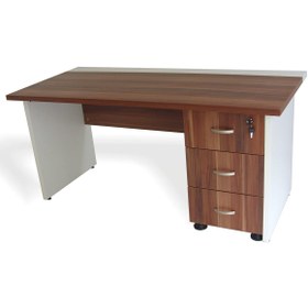 Resim Genel Markalar Oscar Sehpalı 3 Çekmeceli Ofis Çalışma Masası Erik-beyaz (MASA SEHPA KESON 3 ÇEKMECELİ) 