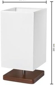 Resim Ahşap Abajur Modern Şık Yatak Odası Salon Masa Lambası (Beyaz) 