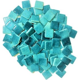 Resim 25x25x4 MM Turkuaz Renk Filesiz Cam Mozaik 300 Adet 