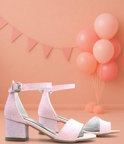 Resim Hapshoe Kids Lilo Simli Pembe Tek Bantlı Kız Çocuk Topuklu Abiye Ayakkabı 