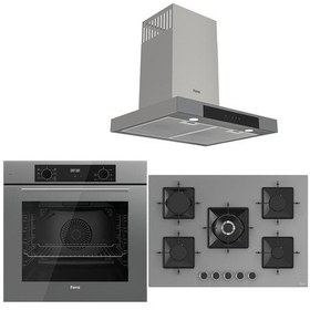 Resim Ferre Icon Plus 75 Serisi QBL63CPR-SS038-D102 3lü Cam Ankastre Set 