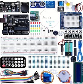 Resim Tcerchi Süper Başlangıç Kiti Uno Mega2560 Projesi, Lcd1602 Pil İle 24 Ders Pdf Eğitimi Öğrenme Paketi, Perakende Kutulu 