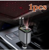 Resim Challenger 4ü1 Yıldız Işıklı Hızlı Araç Şarj Cihazı, Çift Usb Portlu Geri Çekilir Kablolu 