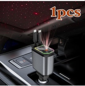 Resim Dream011 4ü1 Yıldız Işıklı Hızlı Araç Şarj Cihazı, Çift Kablolu Ve 2 Usb Portlu 