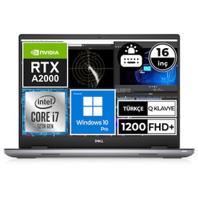 Resim Dell Precision M7670 XCTOP7670EMEA_VP-1 Intel Core i7 12850HX 16" VPro 16 GB RAM 256 GB SSD 8 GB RTX A2000 W10 Pro Notebook Dell