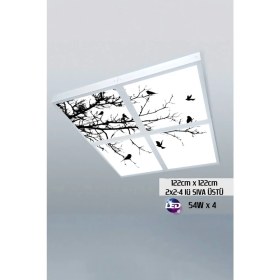 Resim Gökyüzü Panel 124 cm x 124 cm -DÖRTLÜ- Led-Sıva ÜSTÜ-216WATT-BASKILI LED Panel-Büyük Alan Aydınlatma-A+ 