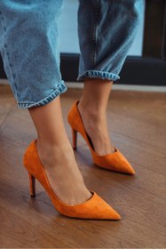 Resim Melody Turuncu Süet Sivri Burun Kadın Stiletto 