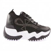Resim Dgn Kadın Mega Kalın Taban Silver Taşlı Sneakers Ayakkabı Siyah 3642831 