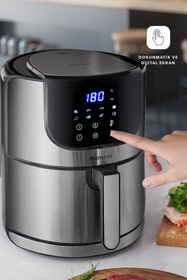 Resim Homend Airfryday 2502H 8 Farklı Program, 5 Litre Dokunmatik Ekranlı Fritöz Inox 