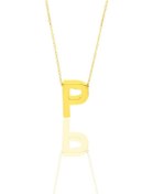 Resim Gümüş Altın Yaldızlı Üç Boyutlu Minimal P Harf Kolye 