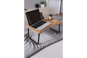 Resim Bofigo Portatif Katlanır Laptop Sehpası Tablet Telefon Tutuculu Laptop Sehpası Çam 