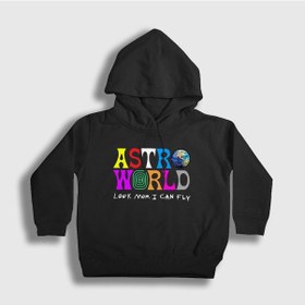 Resim Presmono Unisex Çocuk Astroworld V3 Travis Scott Kapüşonlu Sweatshirt Siyah 
